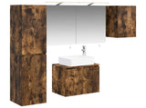 Bathroom Cabinet Set 5 pcs Smoked Oak Engineered Wood 3407315