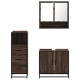 3 Piece Bathroom Furniture Set Brown Oak Engineered Wood 3301039