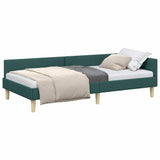 Corner Bed Frame with Headboard Dark Green 90 x 190 cm Fabric 42016113