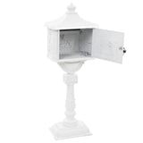 Pedestal Letterbox Aluminium Vintage Style Rustproof White 43894