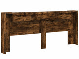 Headboard Cabinet with LED Smoked Oak 180 x 16.5 x 103.5 cm 8006572