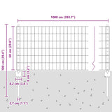 Fence with Posts Grey 0.6 x 10 m Steel 3336071