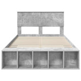 Bed Frame with Shelf Concrete Grey 120 x 190 cm Engineered Wood 3408385