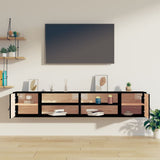 Wall Cabinets 2 pcs Black 80x30x30 cm Solid Wood Pine 818394