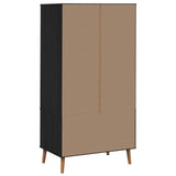 Wardrobe MOLDE Black 90 x 55 x 175 cm Solid Pine Wood 42020940