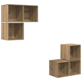 TV Cabinet Set Wall-mounted 4 pcs Artisan Oak Engineered Wood 3393290