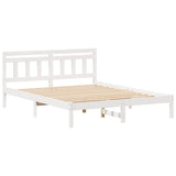 Bed Frame White 140 x 200 cm Solid Pine Wood 872372