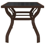 Garden Table Brown and Black 180x80x70 cm Steel and Glass 318773