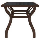 Garden Table Brown and Black 180x80x70 cm Steel and Glass 318773