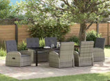 Garden Dining Set with Cushion 7 pcs Grey Poly Rattan 3379497