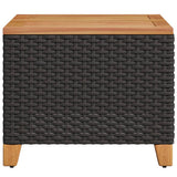 Garden Table Black 45x45x37 cm Poly Rattan Acacia Wood 366325