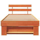 Bed Frame with Headboard Wax Brown 90 x 200 cm Solid Pine Wood 872544
