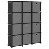 12-Cube Display Shelf with Boxes Black 103x30x141 cm Fabric 322615