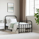 Metal Bed Frame without Mattress with Footboard Black 90x190cm 352588