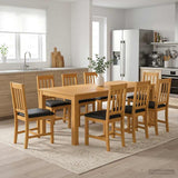 Dining Set 9 pcs Black Solid Oak Wood 3430403