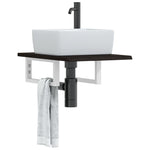 Basin Shelf Wall Mounted Steel and Solid Wood Oak 3302576