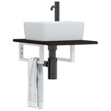 Basin Shelf Wall Mounted Steel and Solid Wood Oak 3302576