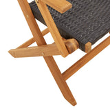 5 Piece Garden Dining Set Black Poly Rattan and Solid Wood 3281694
