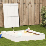 Sandpit with Cover White 111x111x19.5 cm Solid Wood Pine 832607