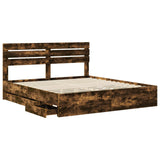 Bed Frame with Drawer Smoked Oak 180 x 200 cm Engineer Wood 3411487