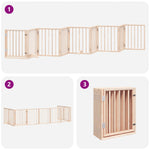 Dog Gate with Door Foldable 9 Panels 450 cm Poplar Wood 3155529