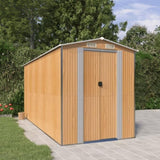 Garden Shed Light Brown 192x440x223 cm Galvanised Steel 3147474