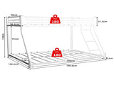 White metal bunk bed with bunk beds, suitable for adults and children, equipped with ladder safety W3987P434158