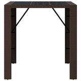 Bar Table with Glass Top Brown 105x80x110 cm Poly Rattan 362593