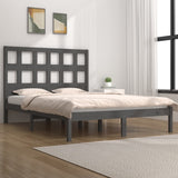 Bed Frame Grey Solid pinewood 200x200 cm Decorative Inlays 3104500