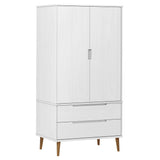 Wardrobe MOLDE White 90x55x175 cm Solid Wood Pine 350523