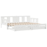 Daybed with Trundle and Drawers without Mattress White 90x190 cm Single 3302230