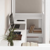 Loft Bed Frame with Desk White 75 x 190 cm Engineered Wood 3410427