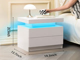 Nightstand LED Bedside Table Cabinet Lights Modern End Side with 2 Drawers for Bedroom T3272P287610