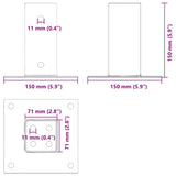Post Bases Square 12 pcs Anthracite 71x71 mm Powder-coated Steel 42000025