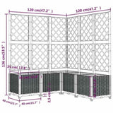 Garden Planter with Trellis Blue Grey 120x120x136 cm PP 318257