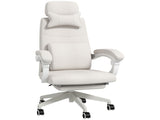 Linen-Look Office Chair, with 160&deg Reclining Back and Footrest - White T3398P342397