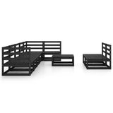 9 Piece Garden Lounge Set Black Solid Pinewood 3075623