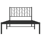 Metal Bed Frame without Mattress with Headboard Black 100x190cm 374431