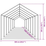 Tent Fabric without Frame Grey 12 x 6 m PE 43863