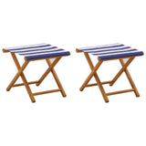 Deck Chair 2 pcs Solid Eucalyptus Wood Blue and White 42024902
