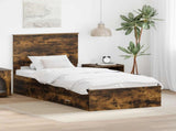 Bed Frame with Headboard Smoked Oak 90 x 200 cm Engineered Wood 3409707