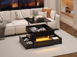 65 x 65 x 38.5 cm liftable living room table, side table, high-gloss coffee table with LED light N605P388044B