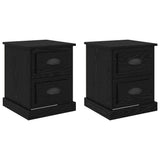 Bedside Cabinet with Drawer 2 pcs Black Oak 39 x 39 x 47.5 cm 881333