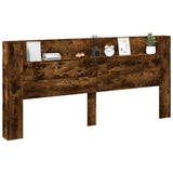 Headboard Cabinet with LED Smoked Oak 220x16.5x103.5 cm 839277