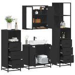 ZNTS 4 Piece Bathroom Furniture Set Black Engineered Wood 3301245