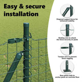 Fence Post with Concrete Base 52 pcs Green Powder-Coated Steel 3350224