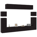 TV Cabinet Set Wall-mounted 8 pcs Black Oak Engineered Wood 3332585