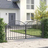 Fence Gate ASSEN 301 x 175.5 cm Steel Grey Lockable 42008934