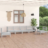 6 Piece Garden Lounge Set White Solid Pinewood 3082543