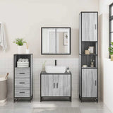 3 Piece Bathroom Furniture Set Grey Sonoma Engineered Wood 3301008